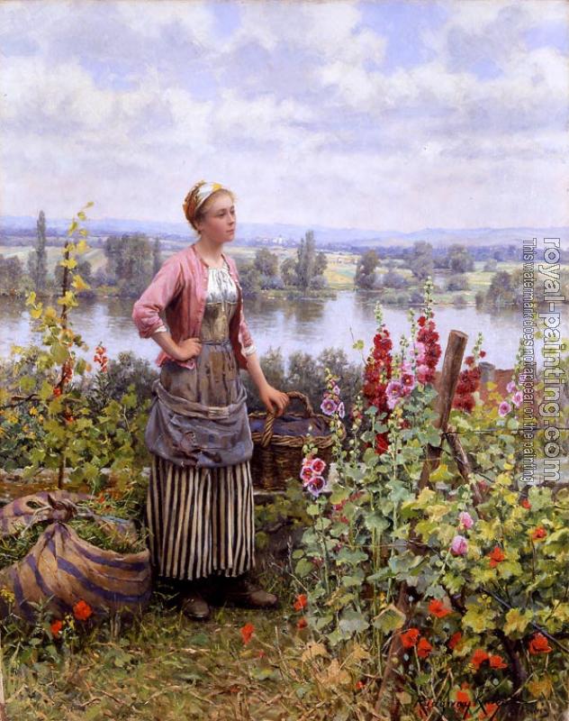 Daniel Ridgway Knight : Maria on the Terrace with a Bundle of Grass